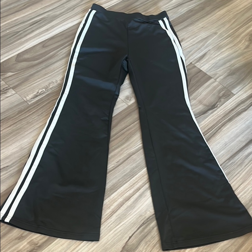 Black Flared Kids Bottoms with White Stripes